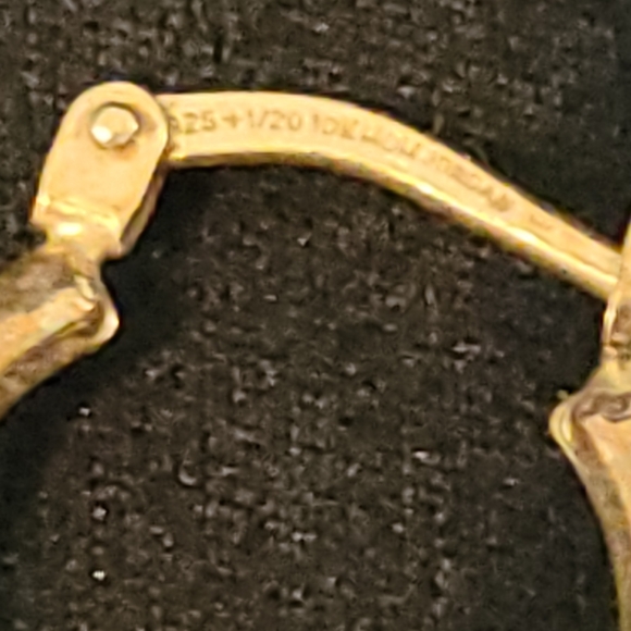 10k Gold /925 sterling silver huggie hoop earrings. Vtg excellent. 😍 - Picture 6 of 9